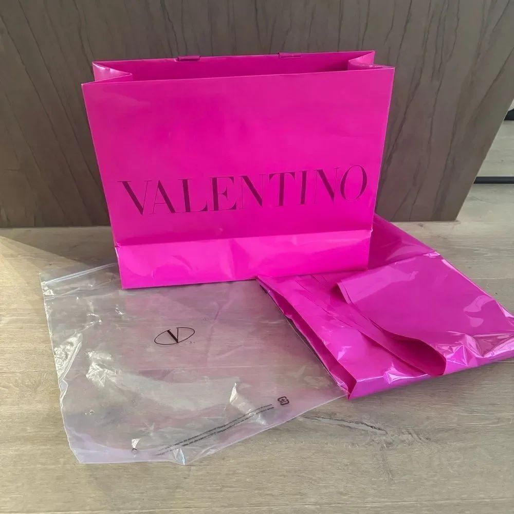 Valentino Garavani Fuchsia Pink Glossy Shopping Bag Clear Bag Glossy paper Wrap